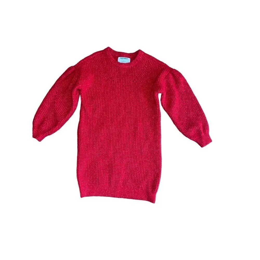 Old Navy Girls Cocoon Crew-neck Sweater Dress For Toddler Size 5T in Red